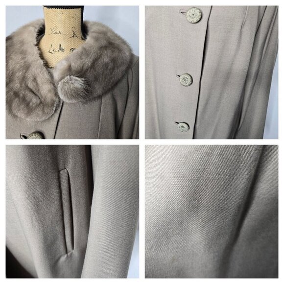 Vintage 1960s Swing Coat with Real Fur Collar - Picture 4 of 16